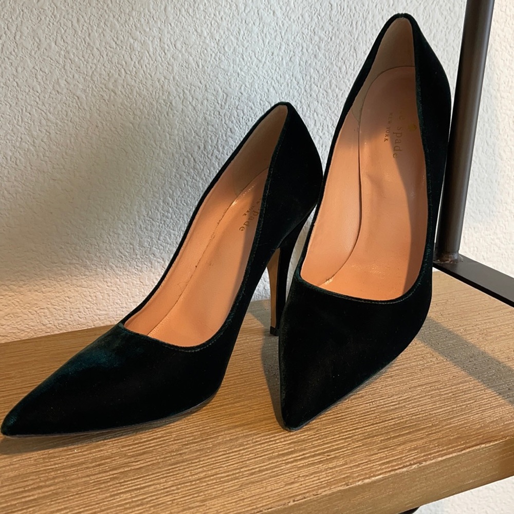 Kate Spade Green Velvet 4” Heels